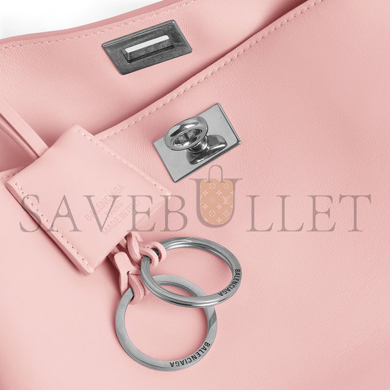 BALENCIAGA WOMEN'S RODEO HANDBAG MINI IN SUEDE PINK 7954562AA4U5831 (23*17*10cm)